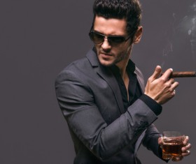 Cigar smoking man Stock Photo 07