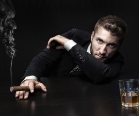 Cigar smoking man Stock Photo 08