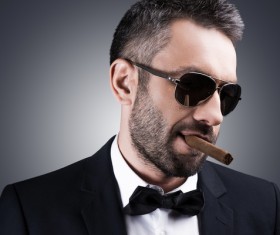 Cigar smoking man Stock Photo 09