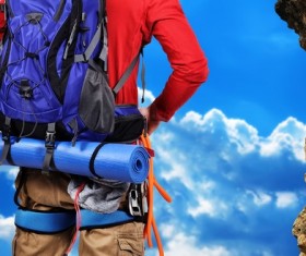 Climbers rucksack Stock Photo