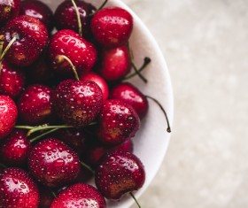Closeup fresh red cherries Stock Photo