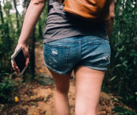 Closeup girl in casual shorts fashion Stock Photo