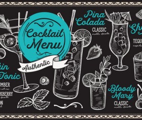 Cocktail alcohol bar drink menu vector template