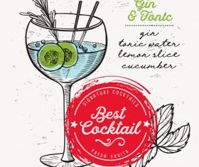 Cocktail with drink menu template design vector 02