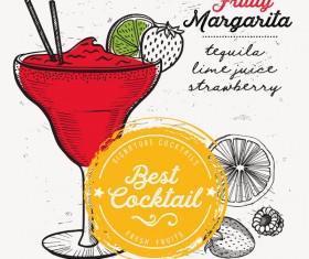 Cocktail with drink menu template design vector 03