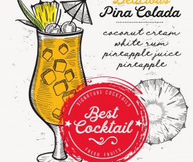 Cocktail with drink menu template design vector 04