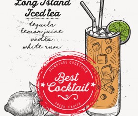 Cocktail with drink menu template design vector 05