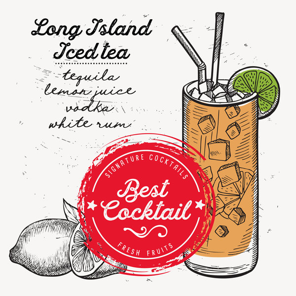 Cocktail with drink menu template design vector 05