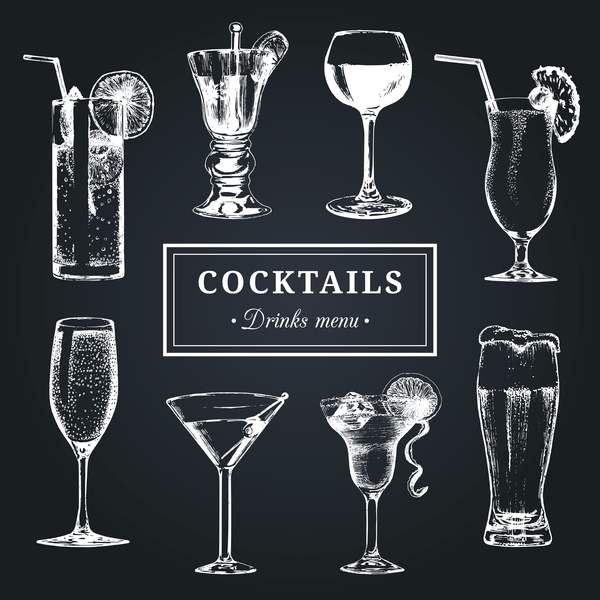 Cocktails drink menu vector material 01