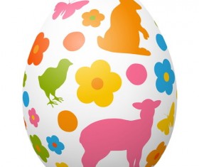 Colored easter egg with cute animal vector 01