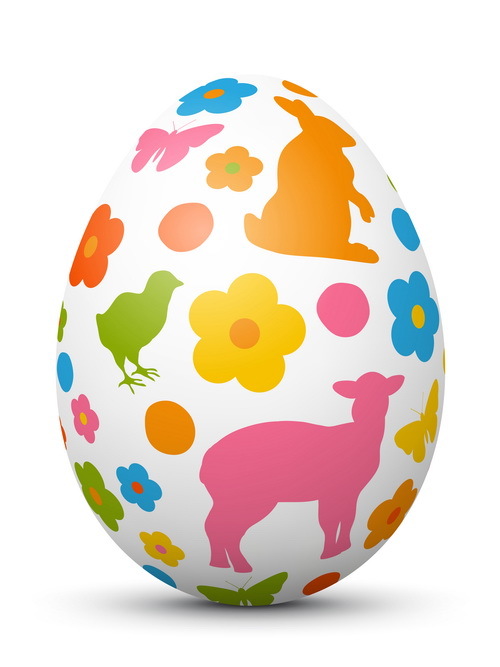 Colored easter egg with cute animal vector 01