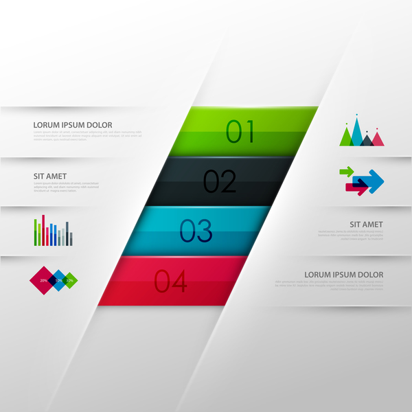 Colored modern infographic template vectors 05