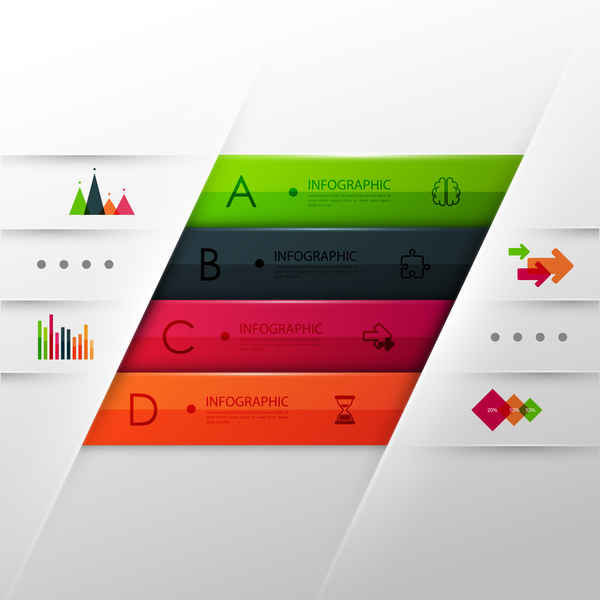 Colored modern infographic template vectors 06