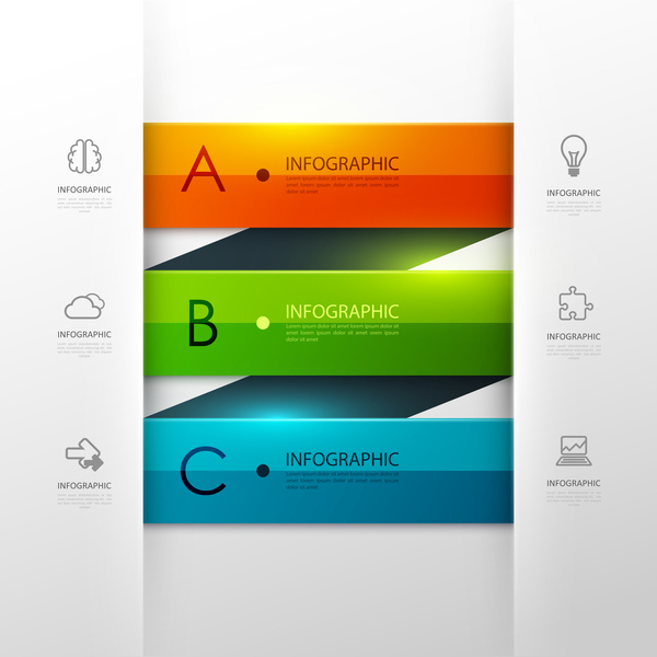 Colored modern infographic template vectors 09