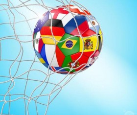 Colored soccer with net vector