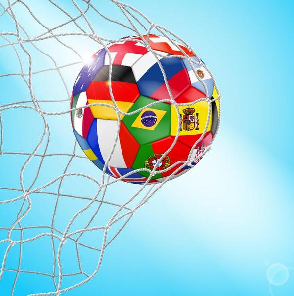 Colored soccer with net vector