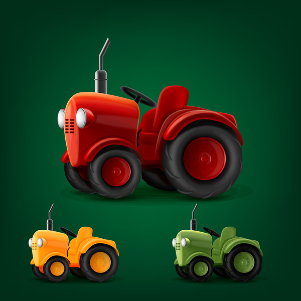 Colored tractor vector material