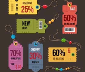Colorful retor sale tags vector set