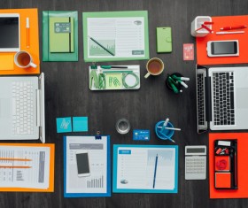 Corporate office desk with modern equipment Stock Photo 02