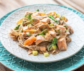 Cream pasta Stock Photo