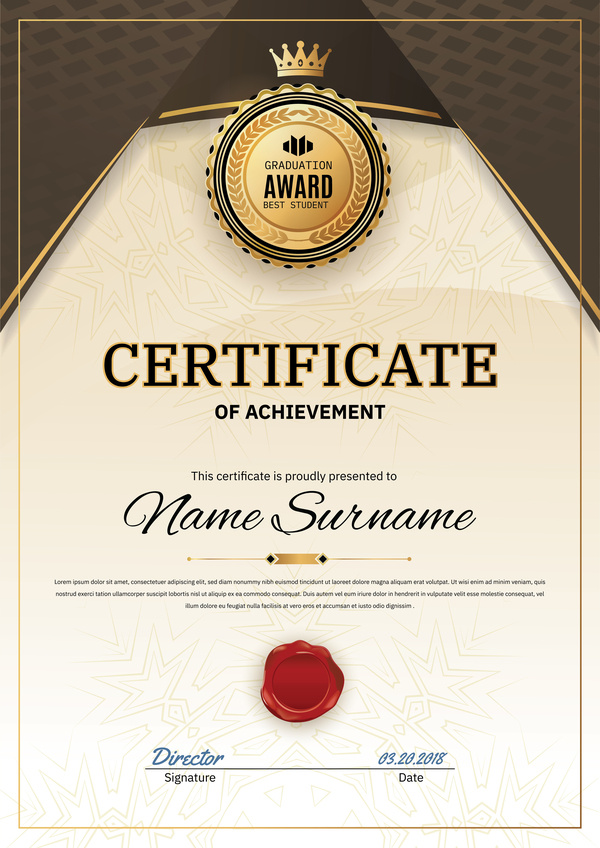 Creative certificate template vectors set 01