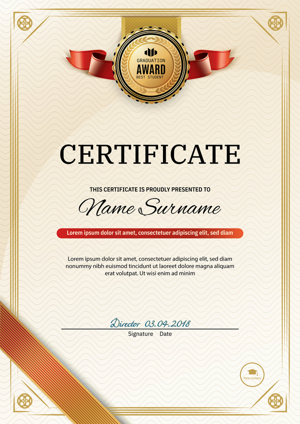 Creative certificate template vectors set 03