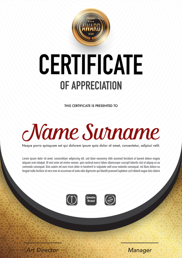 Creative certificate template vectors set 07