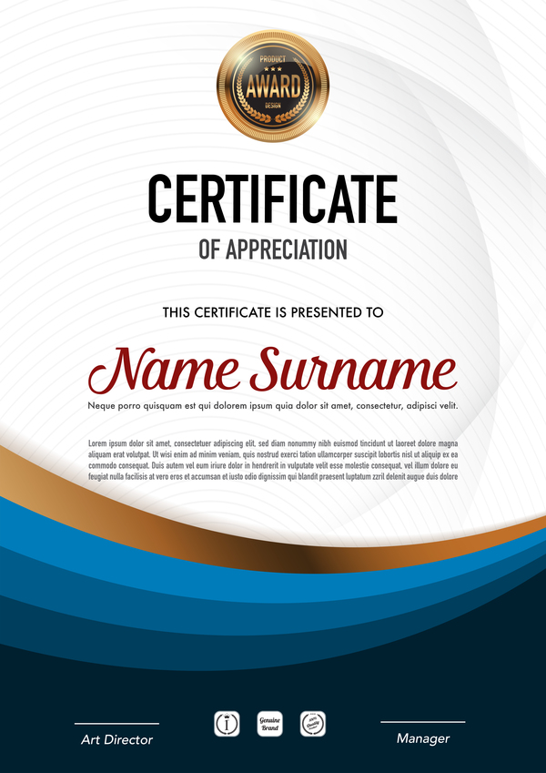 Creative certificate template vectors set 09