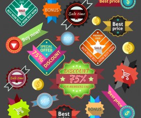 Creative sale labels with sticker design vector