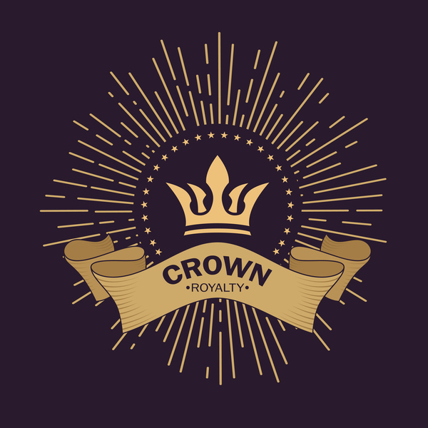 Crown retro label template vector 03