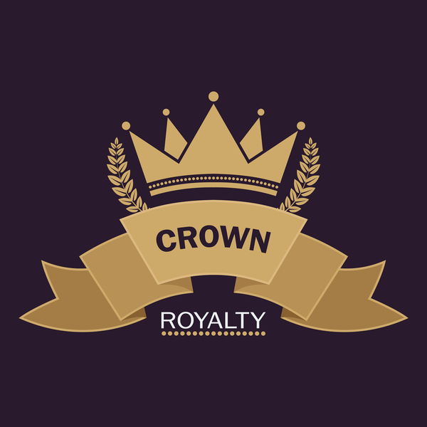 Crown retro label template vector 04