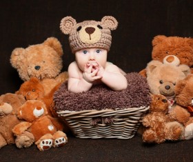 Cute baby and teddy bear Stock Photo 01