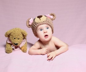 Cute baby and teddy bear Stock Photo 04