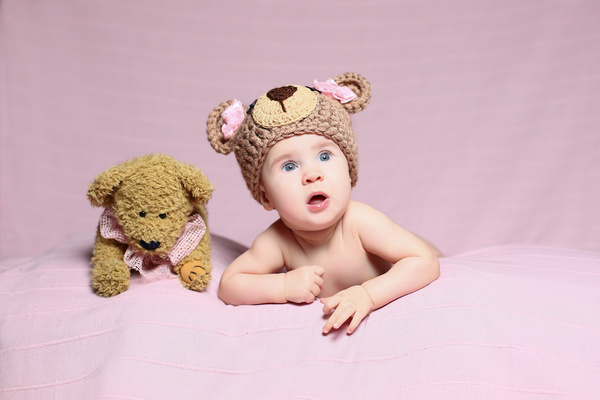 Cute baby and teddy bear Stock Photo 04