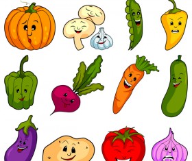 Cute cartoon vegetable vectors set