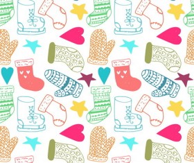 Cute doodle christmas seamless pattern vector 01