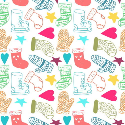 Cute doodle christmas seamless pattern vector 01