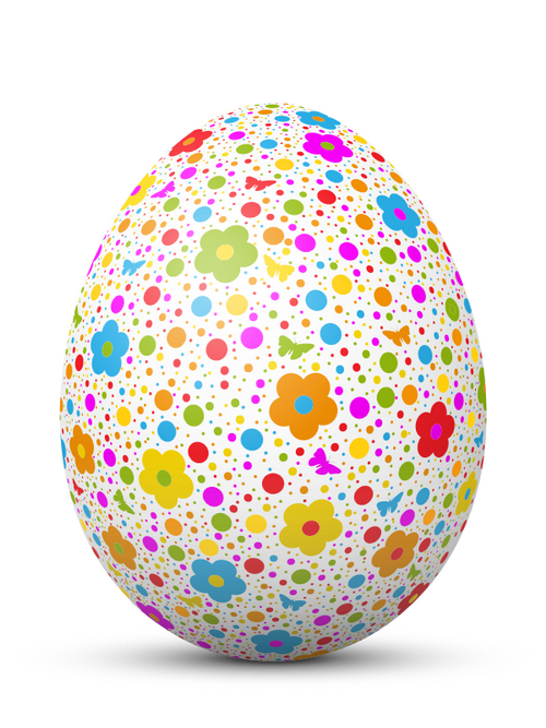 Cute flower and colored dot with easter egg vector