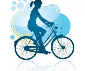 Cycling girl silhouette vector