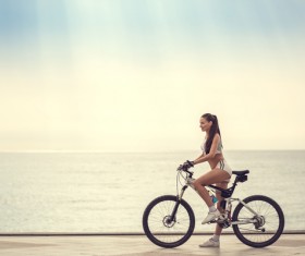 Cyclist pretty girl Stock Photo 01