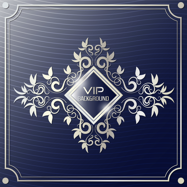 Dark blue VIP background with golden decor vector
