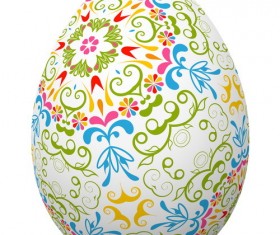 Decoration floral with easter egg vector 01
