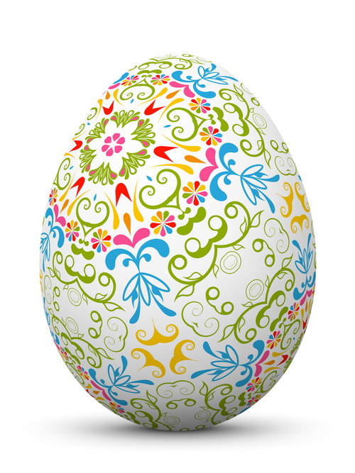 Decoration floral with easter egg vector 01