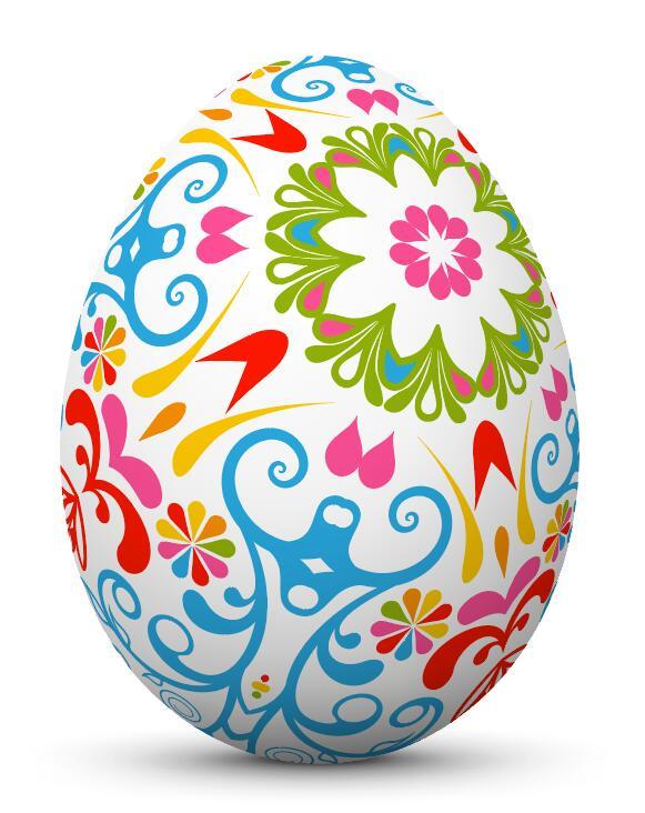 Decoration floral with easter egg vector 02