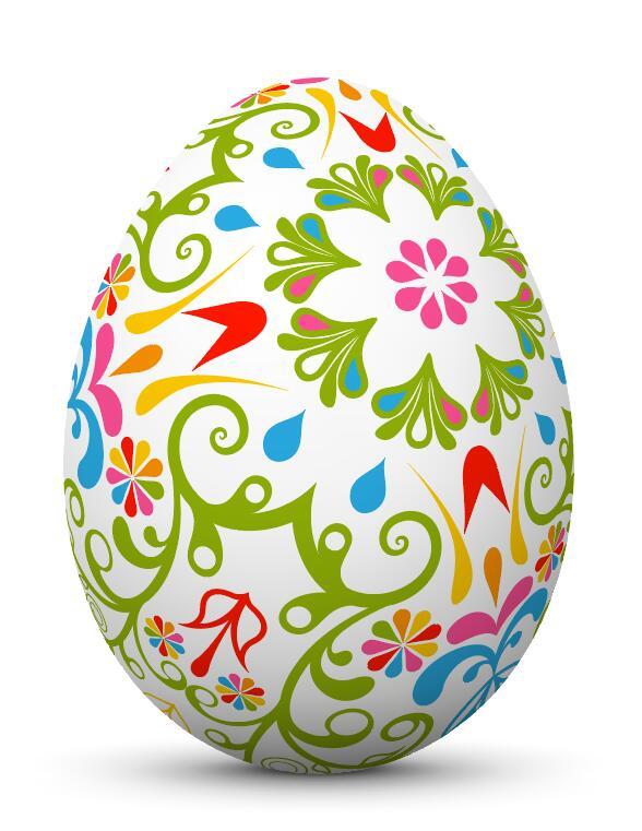 Decoration floral with easter egg vector 03