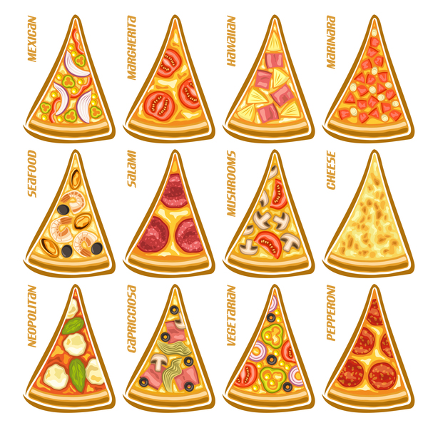 Different pizza vector illustration