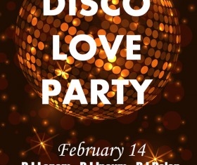 Disco love party poster vector template 01