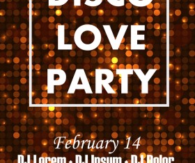 Disco love party poster vector template 02