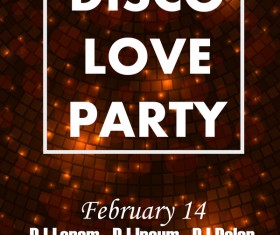Disco love party poster vector template 03