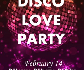 Disco love party poster vector template 04